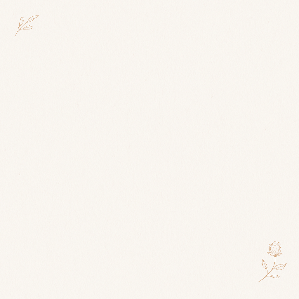 Minimalist cream background with delicate floral line art corners